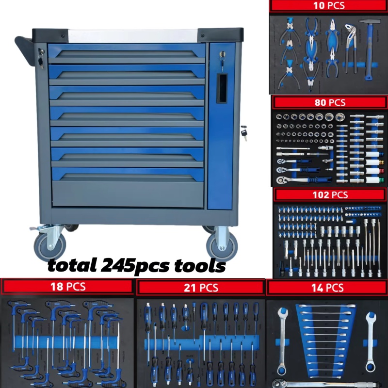 Workshop Tools Storage - خزانة أدوات فولاذية متحركة بـ 7
